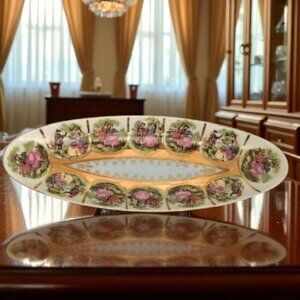 Antique Royal Vienna Fragonard Courting Couple Oval Trinket Dish 22K